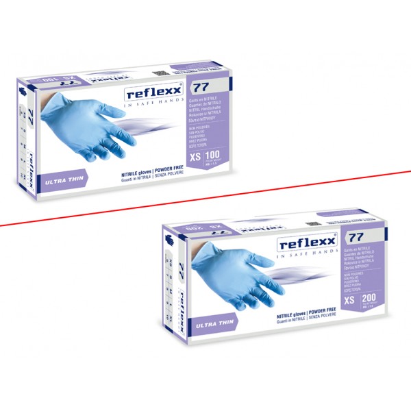 Guanti in nitrile senza polvere gr.3 L box 200 pz.