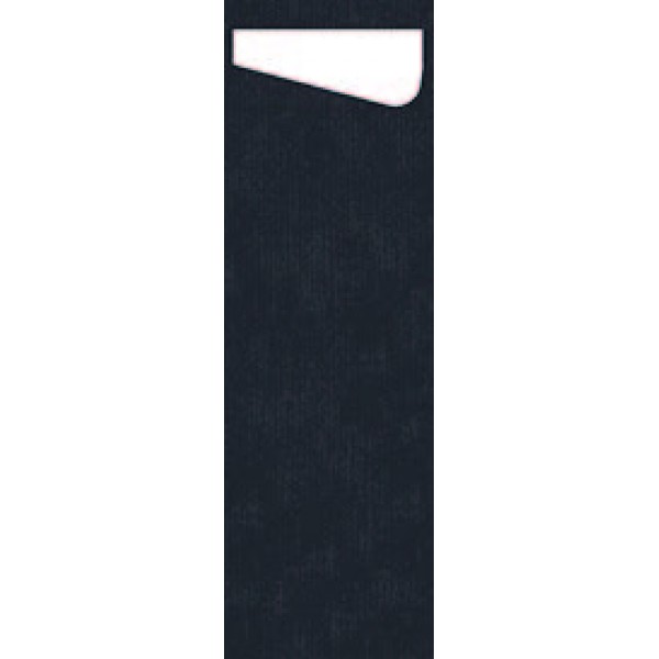 Sacchetto cellulosa Slim 7x23 cm nero tovagliolo bianco Sacchetto cellulosa Slim 7x23 cm nero tovagliolo bianco