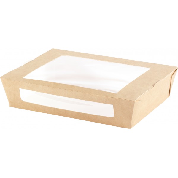 Scatola Lunch con apertura 1200 ml 200x155x45mm PLA marrone Scatola Lunch con apertura 1200 ml 200x155x45mm PLA marrone