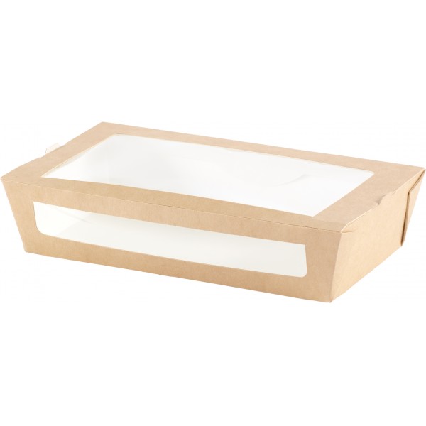 Scatola Lunch con apertura 900 ml 200x120x45mm PLA marrone Scatola Lunch con apertura 900 ml 200x120x45mm PLA marrone