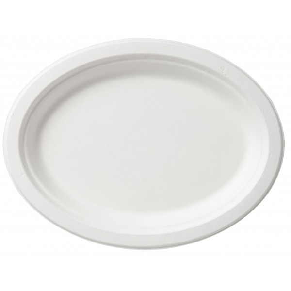 Piatto ovale Bagassa bianco 260 mm Piatto ovale Bagassa bianco 260 mm