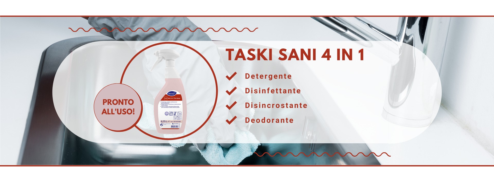 Taski Sani 4 in 1 detergente disinfettante disincrostante deodorante pronto all uso 750ml