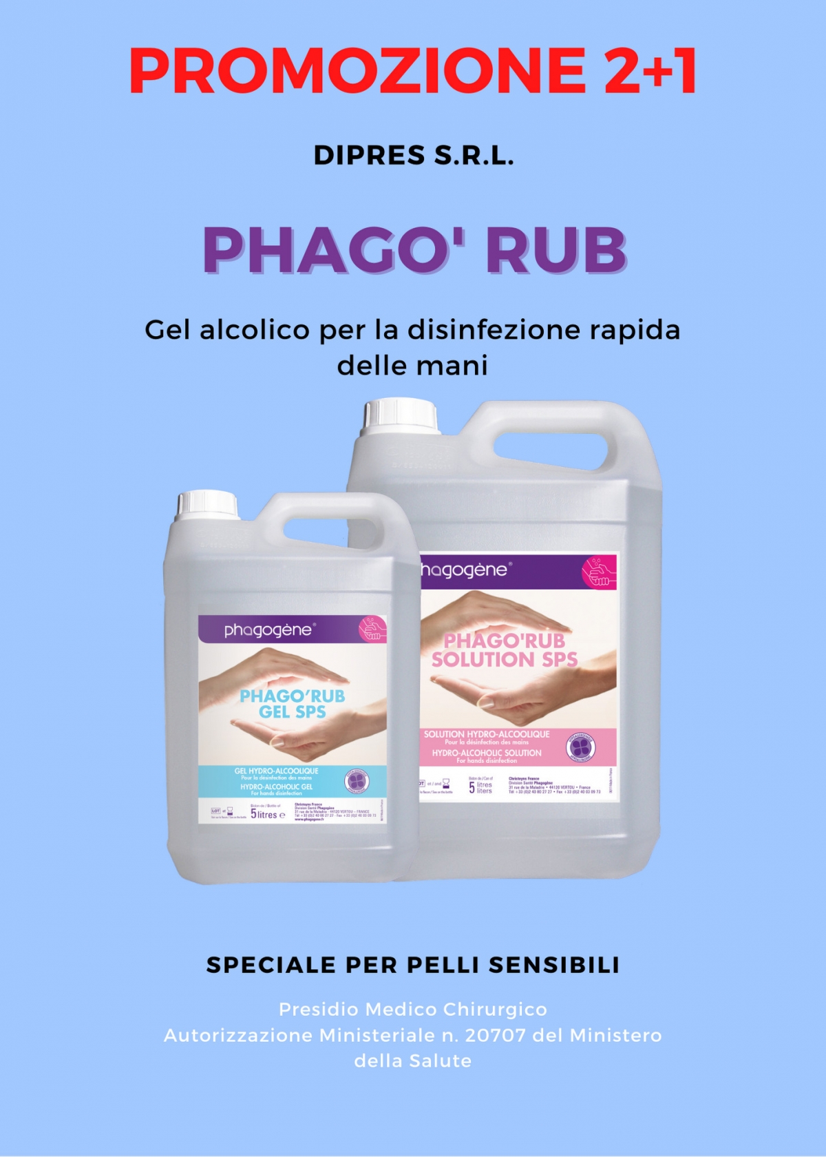 Promozione gel alcolico disinfettante Phago Rub