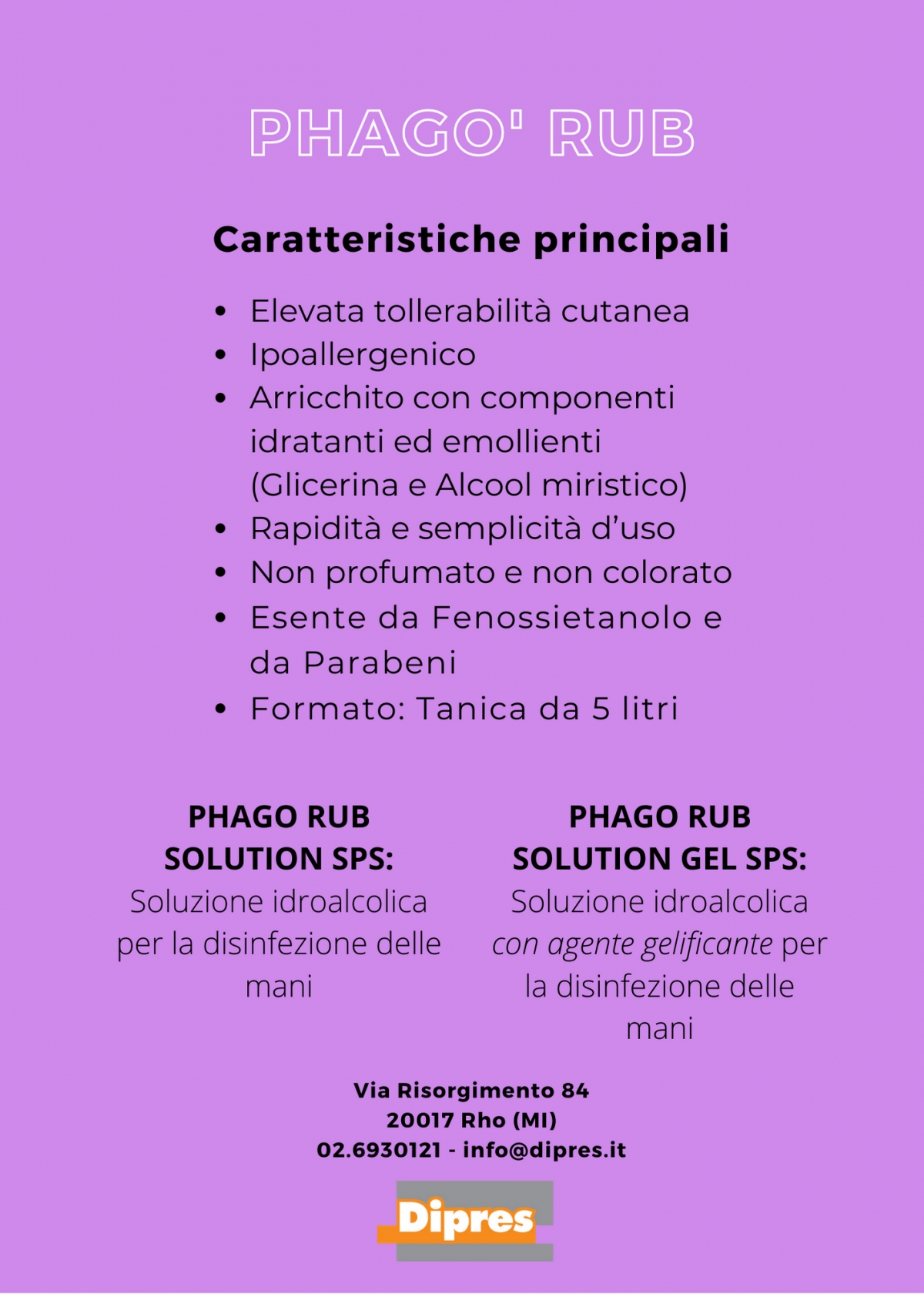 Promozione gel alcolico disinfettante phago rub